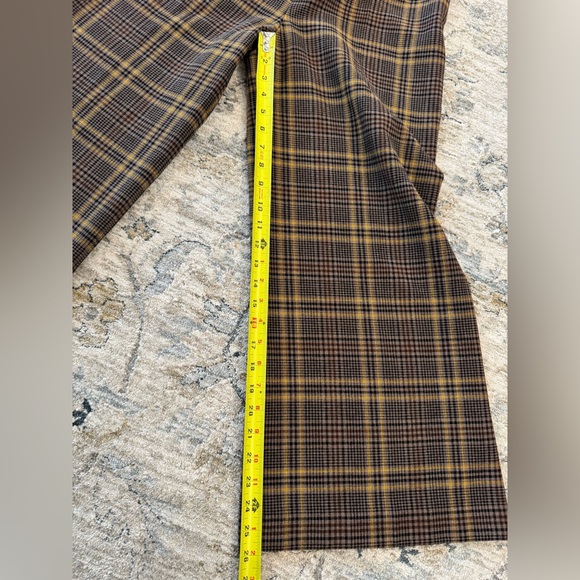 Zara Cropped Wide-Leg Plaid Trousers Brown, Gold & Black - Picture 5 of 10